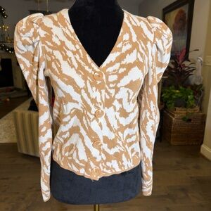 Nine West Beige and White Knit Cardigan